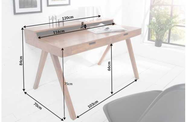 Bureau design en bois massif de 120cm coloris naturel