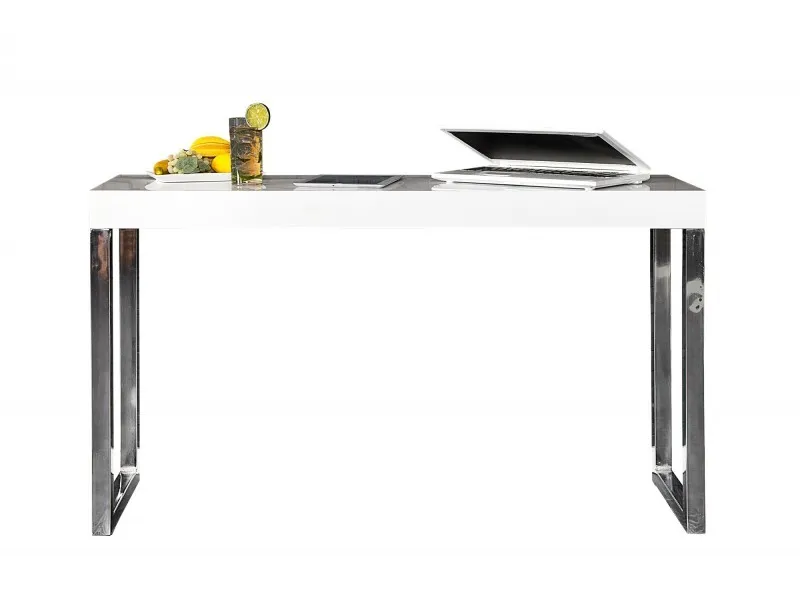 Bureau design 120x40 cm pour ordinateur portable teinté blanc laqué