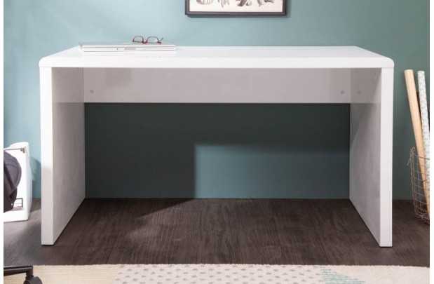 Bureau design 120x75 cm en bois teinté blanc laqué