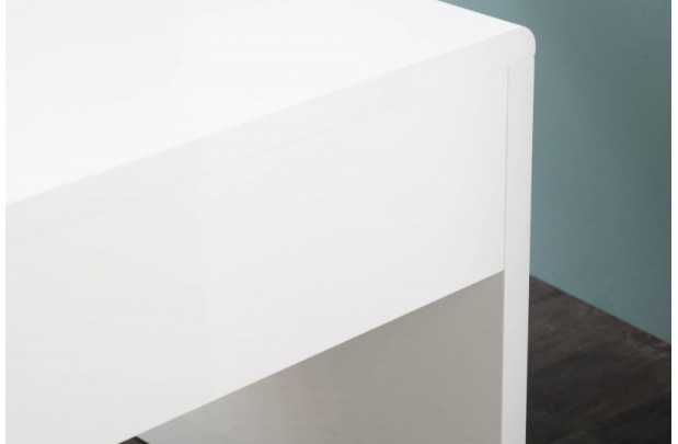 Bureau design 120x75 cm en bois teinté blanc laqué