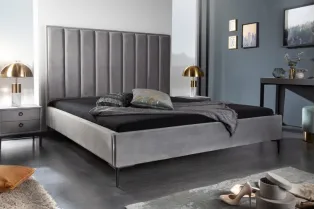 Lit design 160x200cm en velours coloris gris 2
