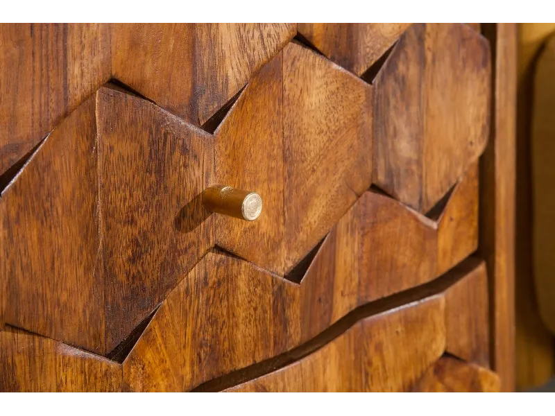 Table de chevet en bois massif laqué design Sheesham 40cm