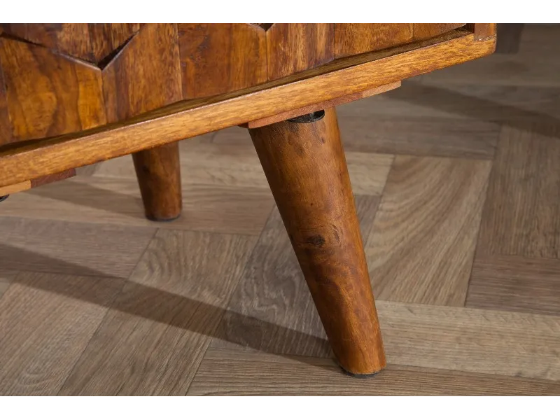 Table de chevet en bois massif laqué design Sheesham 40cm