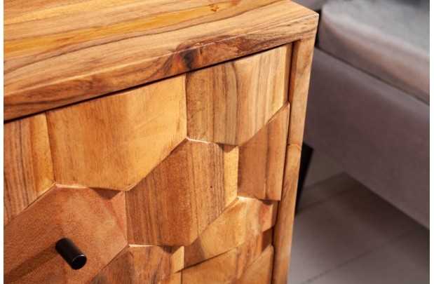 Chevet design scandinave coloris naturel en bois massif à 2 tiroirs