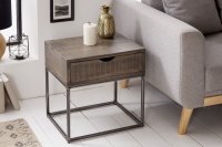 Table de chevet en bois massif style industriel 45cm coloris gris