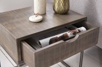 Table de chevet en bois massif style industriel 45cm coloris gris