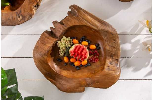 Corbeille de fruits design naturel en bois teck Objets de