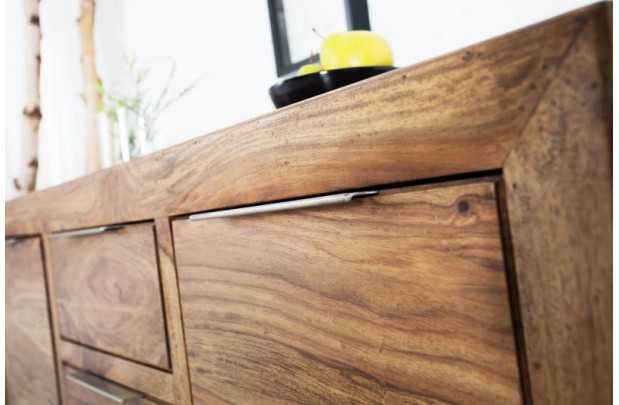 Bahut 140 cm à 2 portes et 3 tiroirs en bois massif