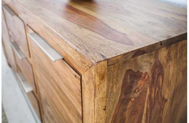 Bahut 140 cm à 2 portes et 3 tiroirs en bois massif