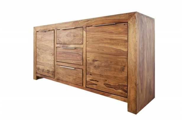 Bahut 140 cm à 2 portes et 3 tiroirs en bois massif