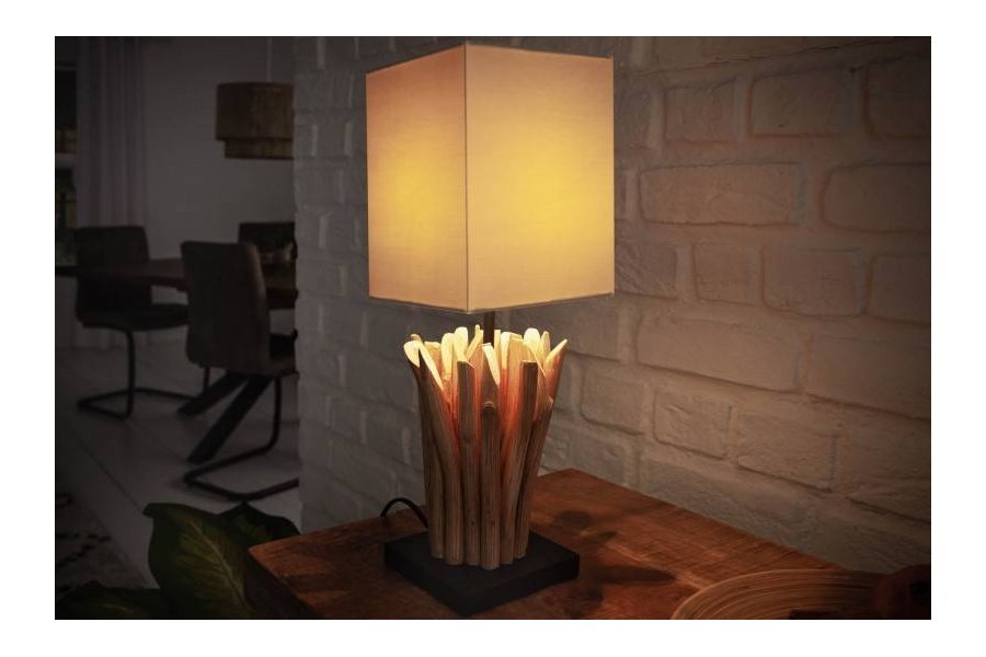 Lampe à poser de 15 cm en bois flotté coloris blanc
