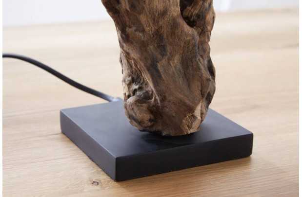 Lampe à poser 15 cm en bois flotté et lin beige