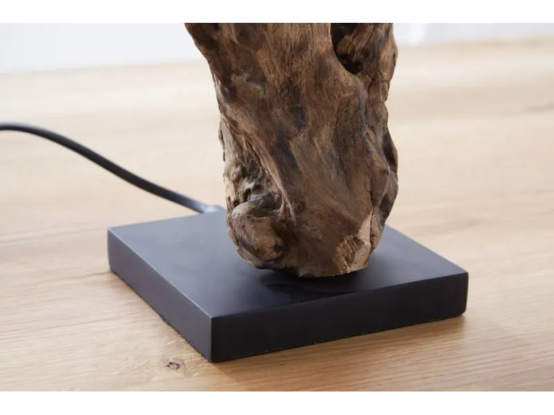 Lampe de 15cm en bois flotté et lin marron