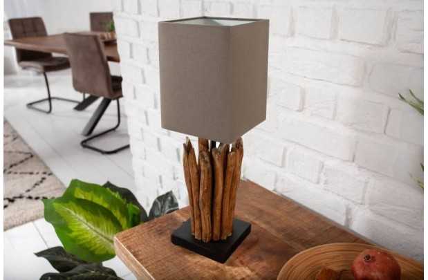 Lampe à poser de 15 cm en bois flotté coloris brun gris