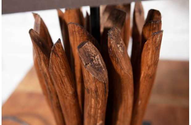 Lampe à poser de 15 cm en bois flotté coloris brun gris