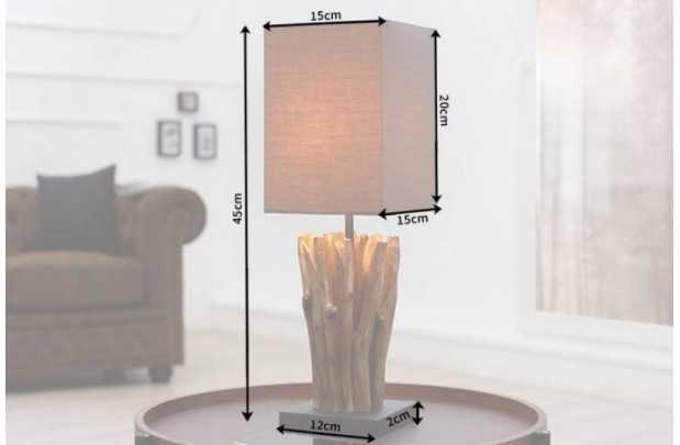 Lampe à poser de 15 cm en bois flotté coloris brun gris