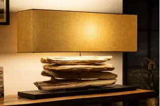 Lampe 53 cm en bois flotté et lin écrue 2