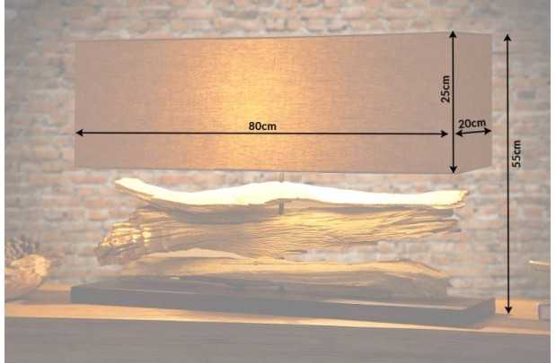 Lampe 53 cm en bois flotté et lin écrue