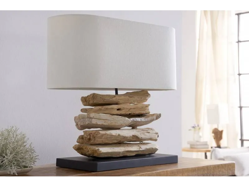 Lampe à poser de 55 cm en bois flotté naturel