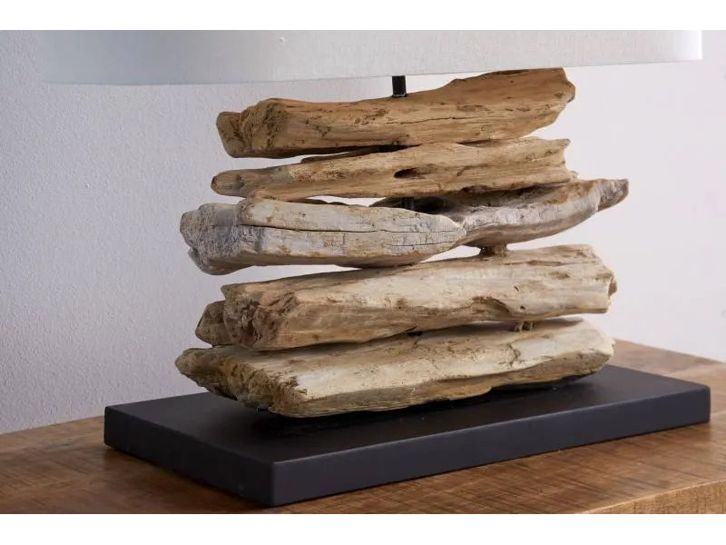 Lampe à poser de 55 cm en bois flotté naturel