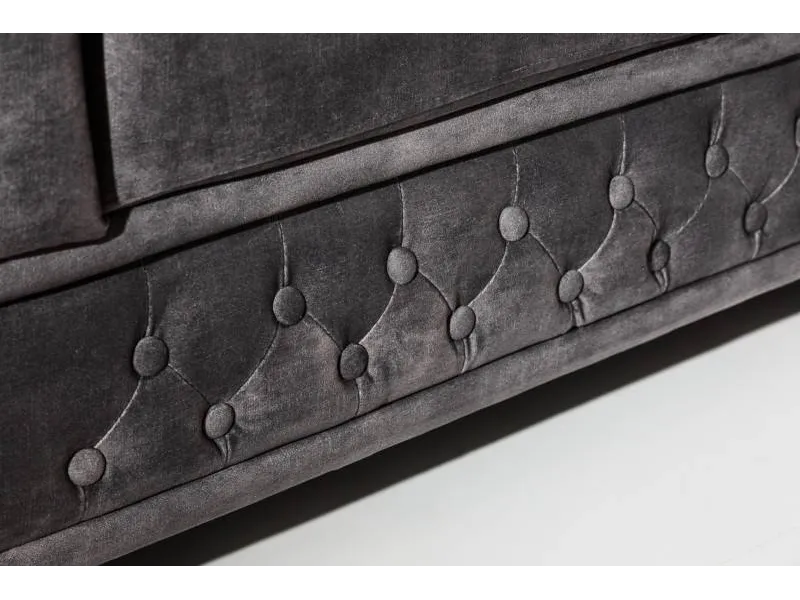 Canapé Chic Chesterfield Design en Velours Gris 3 Places