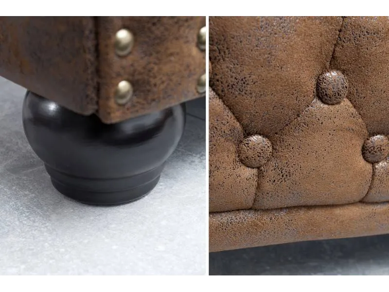 Canapé 3 places design chesterfield coloris marron