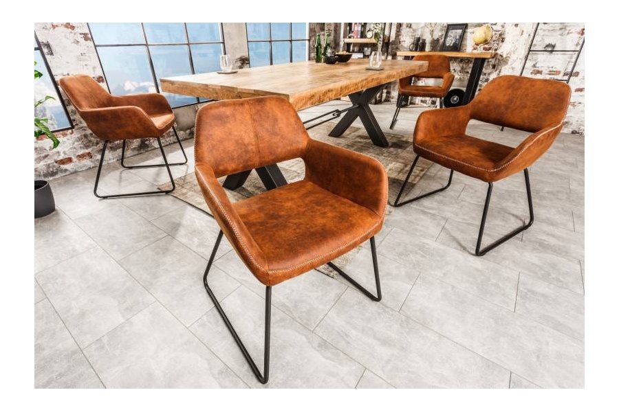 Chaise de salle à manger design coloris brun antique en microfibre