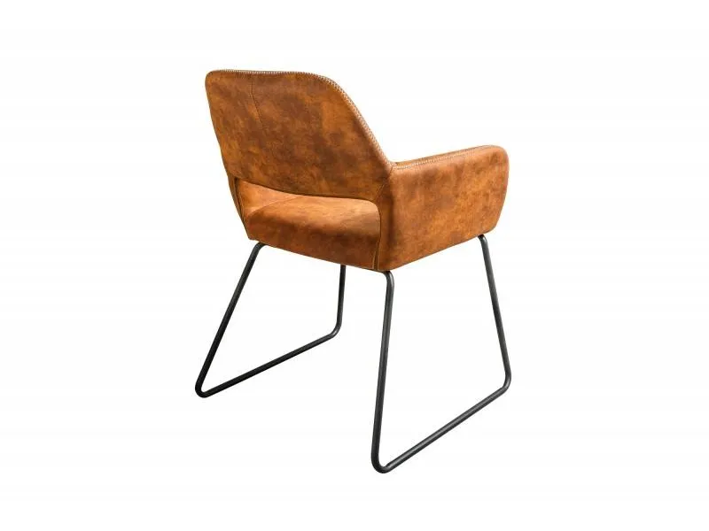 Chaise de salle à manger design coloris brun antique en microfibre