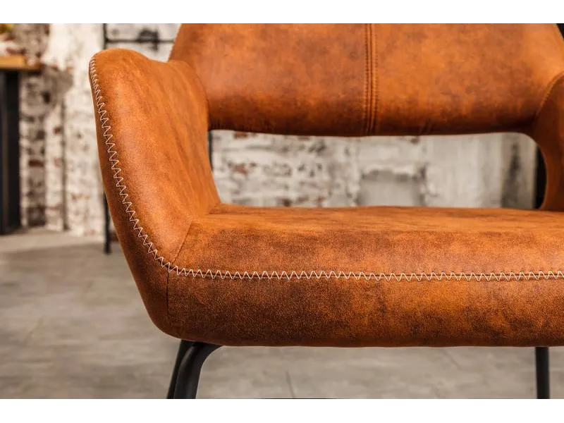 Chaise de salle à manger design coloris brun antique en microfibre
