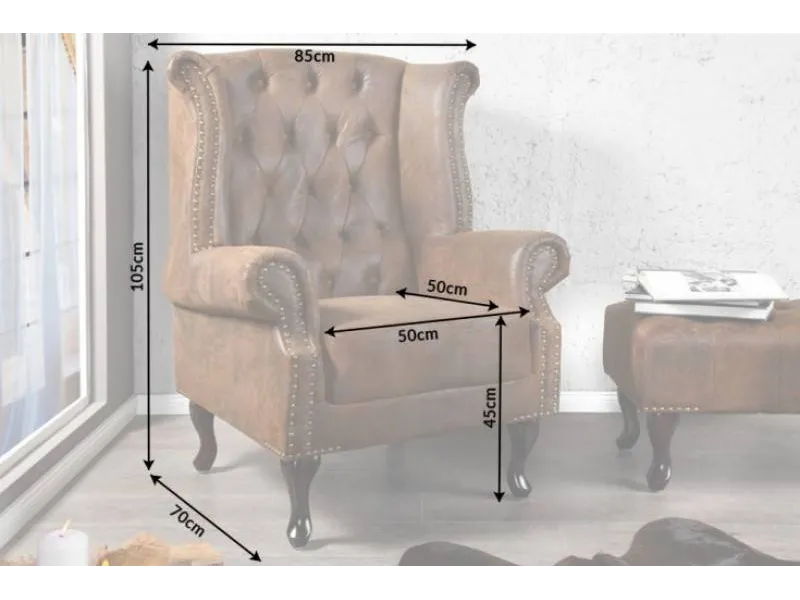 Fauteuil design chesterfield coloris marron