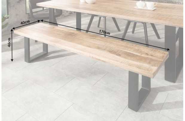 Banquette design 170cm en Fer, Bois de Mangue