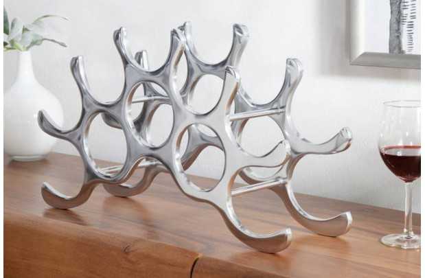 Porte-bouteilles design coloris argent