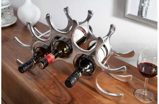 Porte-bouteilles design coloris argent