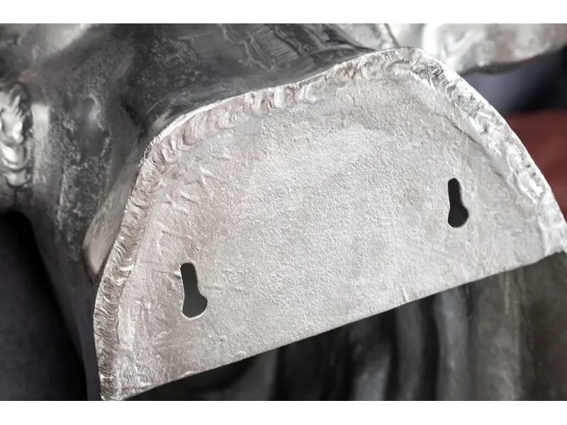 Trophée mural 65 cm en tête de taureau en aluminium argenté