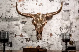 Déco tête de taureau Matador 70cm cuivre flammé 2