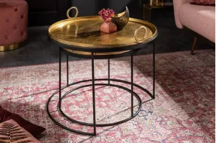 Ensemble de deux table basse dorée 2