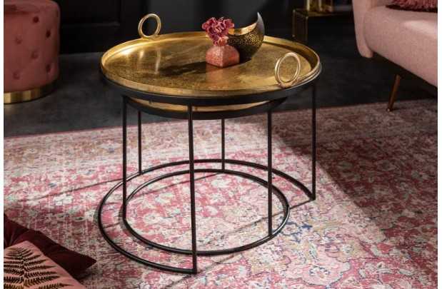 Ensemble de deux table basse dorée