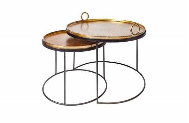 Ensemble de deux table basse dorée