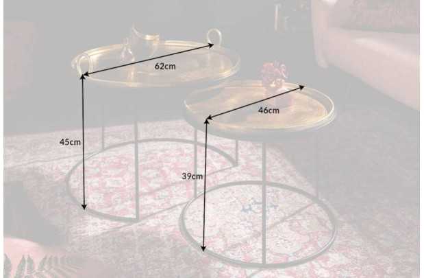 Ensemble de deux table basse dorée