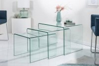Ensemble de 3 tables basses en verre trempé coloris transparent