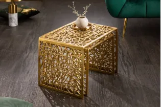 Ensemble de 2 tables basses faites à la main ABSTRACT 49cm dorées 2