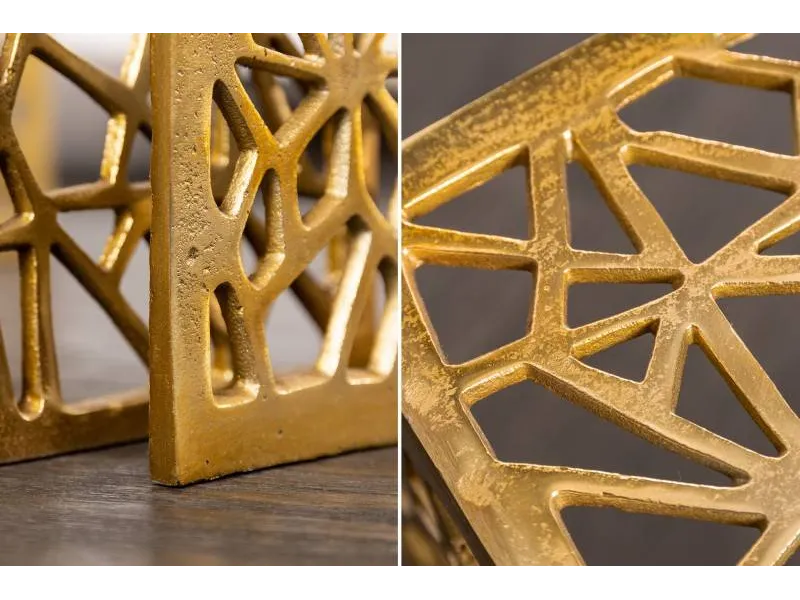 Ensemble de 2 tables basses faites à la main ABSTRACT 49cm dorées