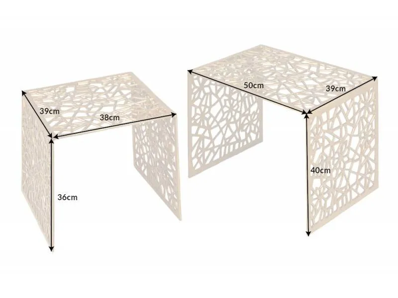Ensemble de 2 tables basses faites à la main ABSTRACT 49cm dorées