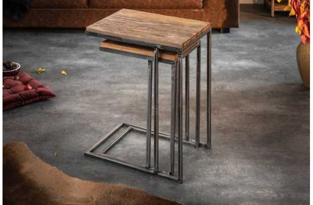 Table d'appoint Barracuda set de 2 bois recyclé