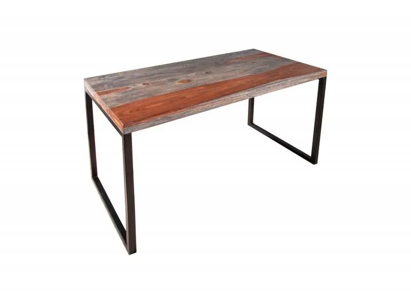 Bureau 118cm gris fumé en bois massif piètement métal