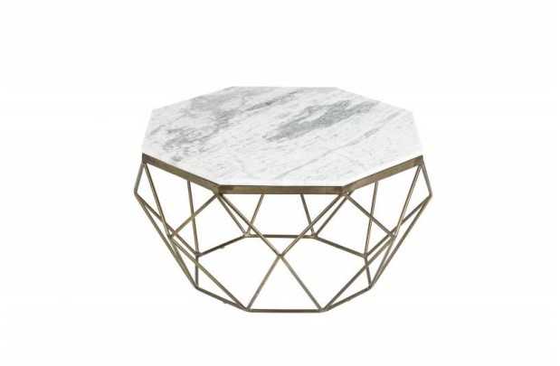 Table basse Diamond 70cm en marbre coloris blanc