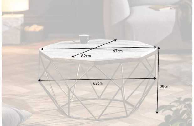Table basse Diamond 70cm en marbre coloris blanc