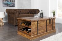 Table basse en bois massif 100cm barre de maison finition pierre