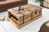 Table basse en bois massif 100cm barre de maison coloris bois nature