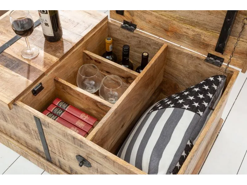 Table basse en bois massif 100cm barre de maison coloris bois nature